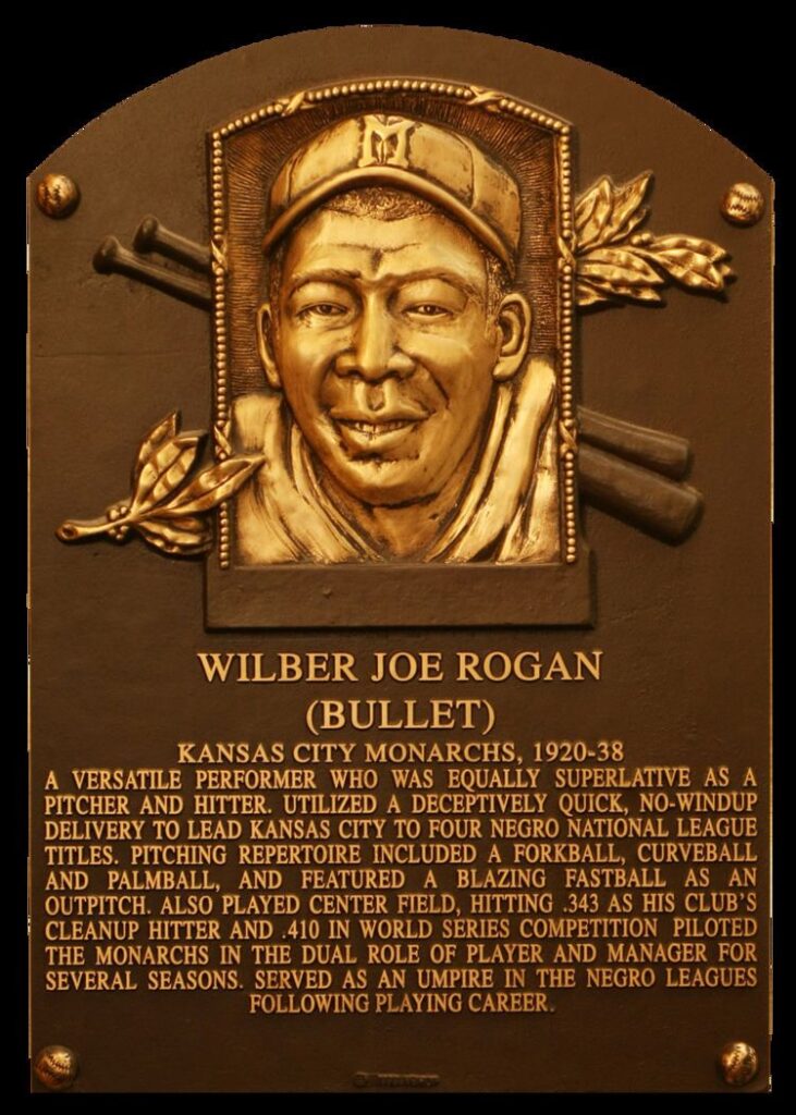 A placa de Wilbur "Bullet" Rogan no Hall da Fama do Baseball.