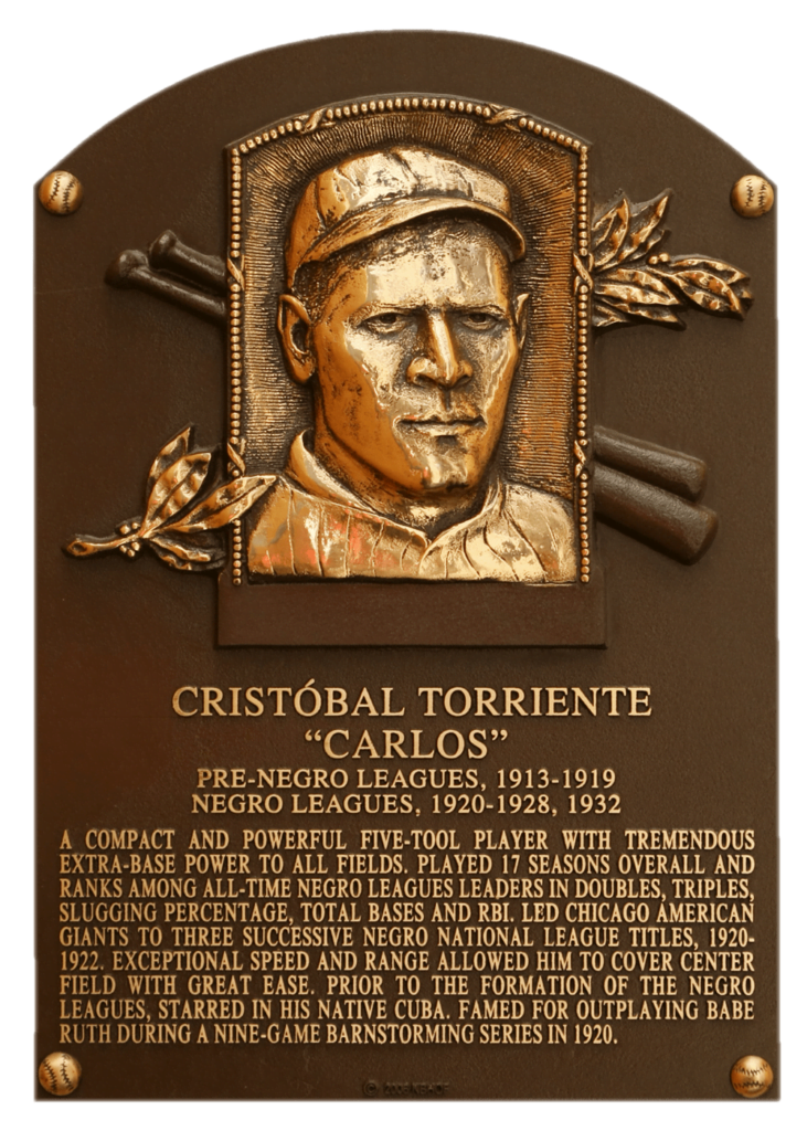 A placa de Cristóbal Torriente.