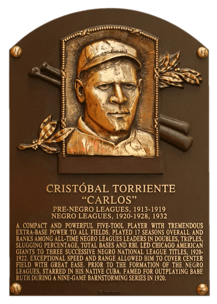A placa de Cristóbal Torriente.