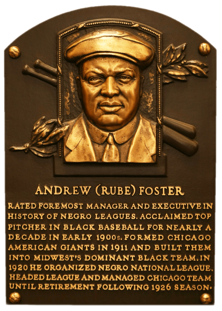 A placa de Rube Foster no Hall da Fama do Bseball.