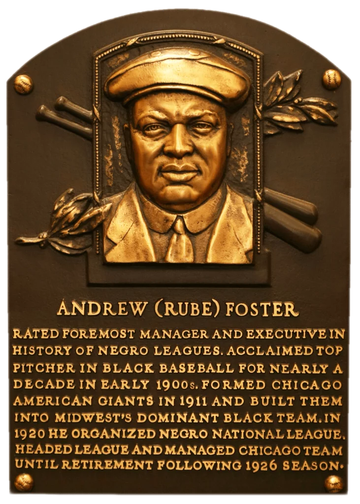 A placa de Rube Foster no Hall da Fama do Bseball.